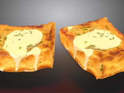 French Sliced Bread Cheese Cheese Seaweed Crushed Sandwich Bread Food Baking Snacks Ode Cake Cream Cake Caramel Croissant 3d model