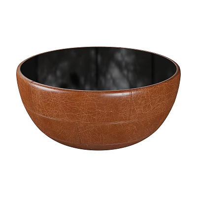 Stylish Brown Ceramic Bowl With Cracked Texture And Intricate Stitched Detailing 3d model