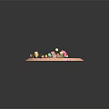 Vibrant Cartoon Scene With Circular Platform Pink Mushrooms Small Houses Colorful Trees Spots And Stripes