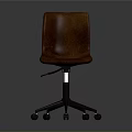 Brown Leather Office Chair With Swivel Base And Rolling Casters 3d model