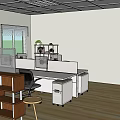 Public Office Space With Desks Computers Ergonomic Chairs And Comfortable Seating Area 3d model