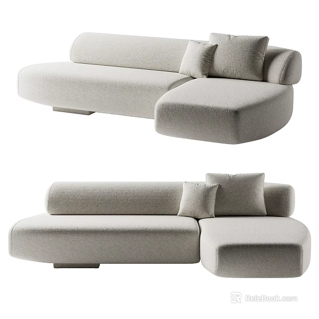 Modern Light Gray Sectional Sofa With Soft Cushions And L Shaped Design 3d model 