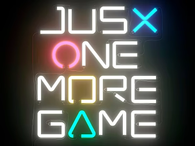 Colorful Neon Decorative Lights with Text 'JUS X ONE MORE GAME' for Modern Decorative Scenes 3d model