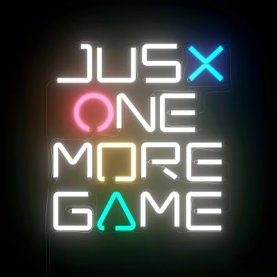 Colorful Neon Decorative Lights with Text 'JUS X ONE MORE GAME' for Modern Decorative Scenes 3d model