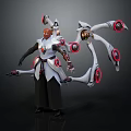 Futuristic Sci Fi Character With Biomechanical Tentacles And Glowing Red Rings
