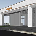 Modern Entrance Gate Architectural Design With Stone Paving Lawn And Decorative Wall