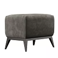 Elegant Gray Velvet Square Ottoman With Modern Design And Sturdy Wooden Legs
