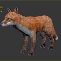 Lifelike Standing Fox with Perked Ears Orange and White Fur on Gray Reflective Surface