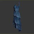 Blue Sleeveless Dress With Layered Ruffled Skirt And Fitted Waist Design