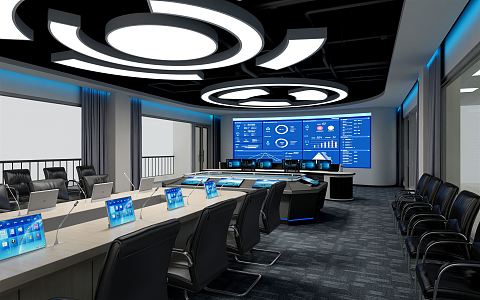 modern monitoring room 3d model