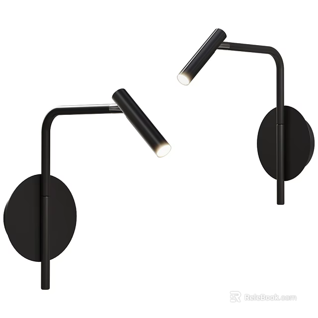 Modern Black Wall Lamp With Curved Arm And Circular Base For Interior Lighting 3d model