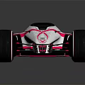 White and Pink Streamlined Race Car With Large Wheels And Aerodynamic Design