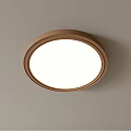 Round Flush Mount Ceiling Light With Copper Frame And White Illumination On Beige Ceiling 3d model