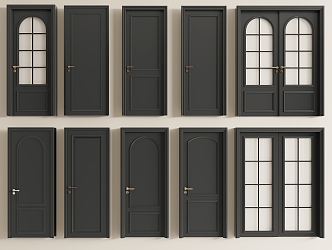 French Single Door Swing Door 3d model