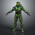 Green Armored Sci Fi Warrior Character In Combat Suit With Helmet 3d model