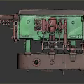 Vintage Green Industrial Machinery With Rusty Metal Components And Pipes