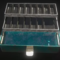 Teal Blue Metal Toolbox With Divided Compartments For Hardware Tools Organization
