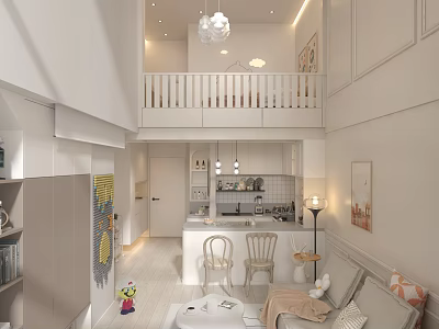 Modern Open Living Dining Room Interior With Sofa Coffee Table Chairs Chandelier And Wall Art 3d model