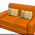 Orange Double Sofa With Two Yellow Cushions For Living Room Decor