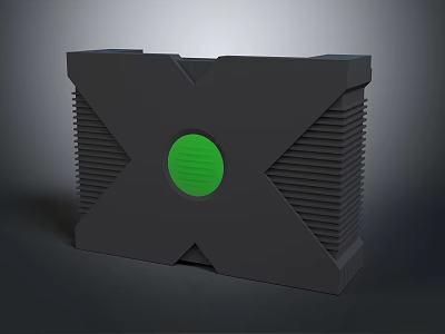 Modern Gray Computer Hardware Component With Green Circular Button And Cooling Vents 3d model