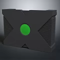 Modern Gray Computer Hardware Component With Green Circular Button And Cooling Vents 3d model