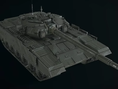 Dark Green Military Tank With Long Barrel Tracks And Armored Turret Design 3d model