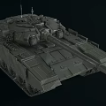 Dark Green Military Tank With Long Barrel Tracks And Armored Turret Design