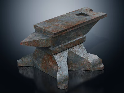 Old Rusted Anvil With Heavy Solid Base And Weathered Metal Surface 3d model