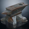Old Rusted Anvil With Heavy Solid Base And Weathered Metal Surface 3d model