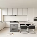 Modern Kitchen Interior Design With Island Counter Cabinets And Appliances 3d model