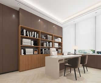 Modern Office General Manager's Office Bookcase Desk 3d model