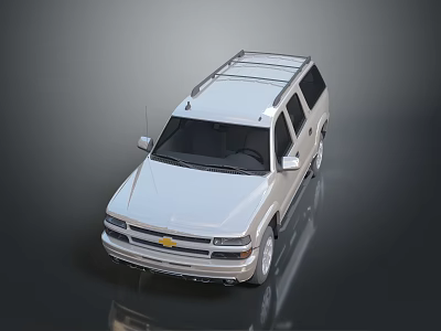 Chevrolet White SUV with Roof Rack Sleek Front and Reflective Surface 3d model