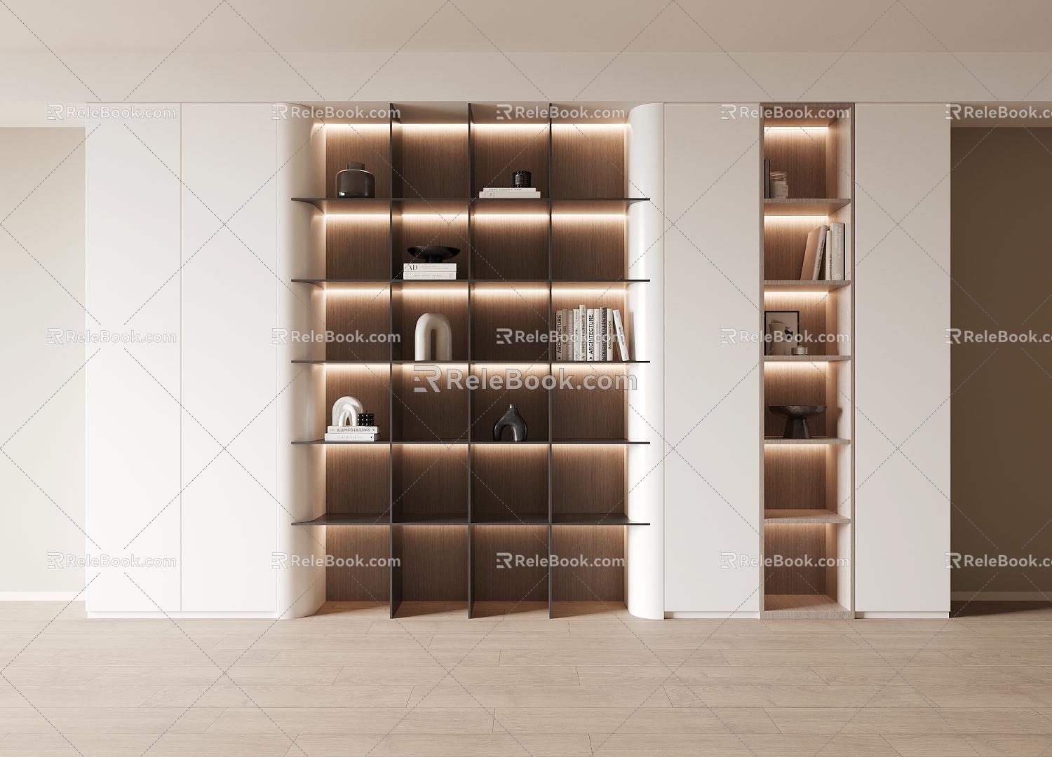 Cream wind bookcase 3d model