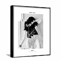 Black and White Female Portrait Art Three Framed Prints on Gray Wall