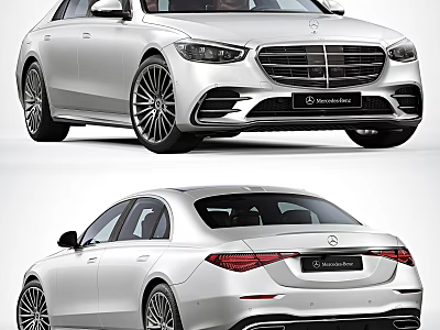 Mercedes Benz Luxury White Sedan With Front Grille And Rear Taillights Exterior Design 3d model