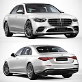 Mercedes Benz Luxury White Sedan With Front Grille And Rear Taillights Exterior Design