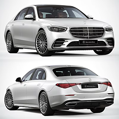 Mercedes Benz Luxury White Sedan With Front Grille And Rear Taillights Exterior Design 3d model