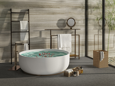 Modern Bathtub Bathroom Supplies Combination 3d model