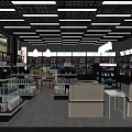 Modern Retail Store Interior With Shelves Products Lighting And Seating Area