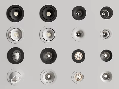 Modern Downlights and Spotlights in Black and Silver Different Styles for Home Lighting 3d model