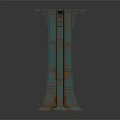 Ornate Teal Metallic Architectural Structure With Geometric Lattice Design And Pillars