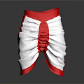 Stylish White And Red Ruffled Shorts With Elastic Red Waistband Design