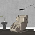 Modern Design Massage Chair with Floor Lamp Green Plant and Small Table in Indoor Setting