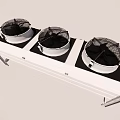 Heavy Duty Industrial Exhaust Fans With Three Units Mounted On White Base Frame