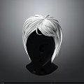 Black Character Head Model With Short White Hair Detailed 3D Render
