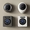 Modern Gray And White Round Square Washing Machines With Digital