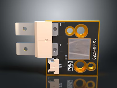 Smart Furniture Electronic Module With Yellow Border Black Body And QR Code 3d model