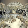 Luxurious Wedding Venue Decor With White Gold Arch Chandeliers And Floral Arrangements