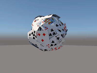Card Game Entertainment Featuring Sphere Made of Colorful Playing Cards with Suits 3d model