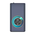 Modern Blue Electronic Device Featuring Circular Digital Display And Golden Border